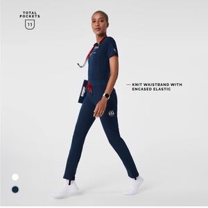 Figs Navy Blue USA top and bottom with Red Accents